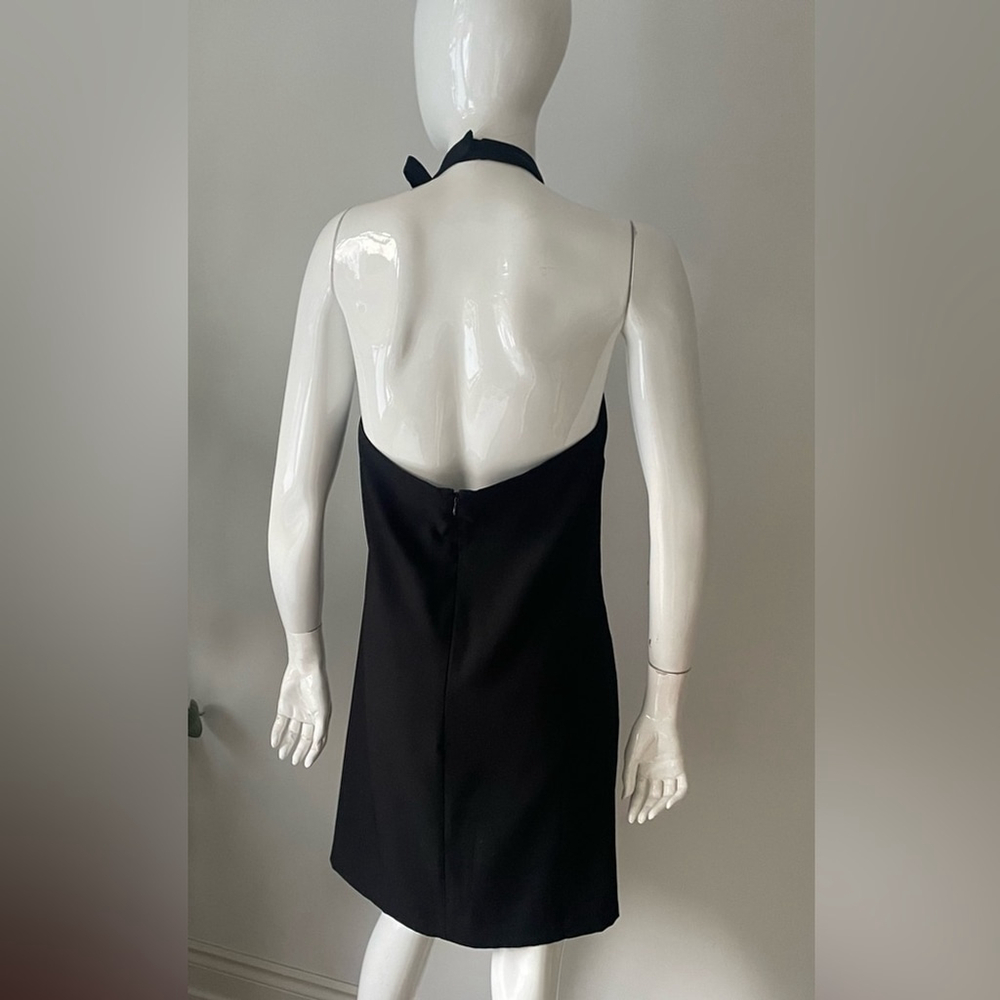Club Monaco Black Halter Mini Dress Size 8 - Picture 3 of 6